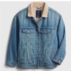 GAP Teen Oversized Denim Sherpa Jacket - Size 10